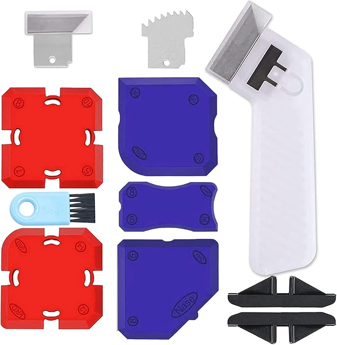 12Pcs Caulking Tool Kit, Professional Silicone Profiling Kit with Sealant Finishing Tools and Caulk Removal Tools