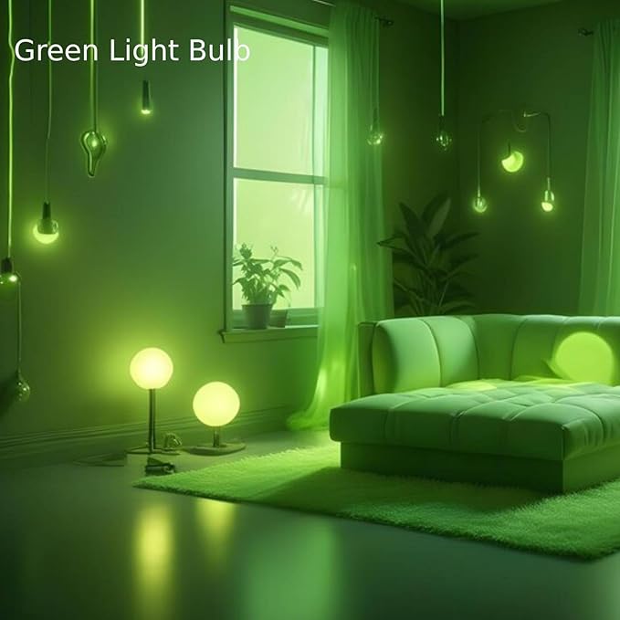 4 Pack 3.2 Inch T10 Green Light Bulb, E26 Base Edison Bulbs Dimmable, AC 120V 60 Watt Equivalent Clear Glass Filament Bulb, Halloween Christmas Party Bar Colored Light Bulbs, UL Listed