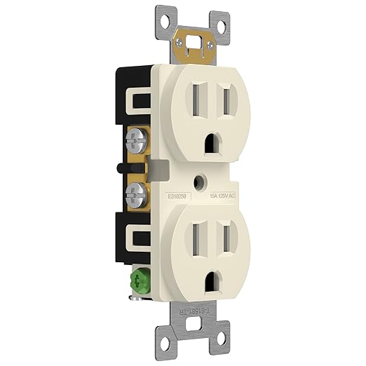 ENERLITES Duplex Receptacle Outlet, Tamper-Resistant Electrical Wall Outlets, Residential Grade, 3-Wire, Self-Grounding, 2-Pole,15A 125V, UL Listed, 61581-TR-LA, Light Almond, 10 Pack