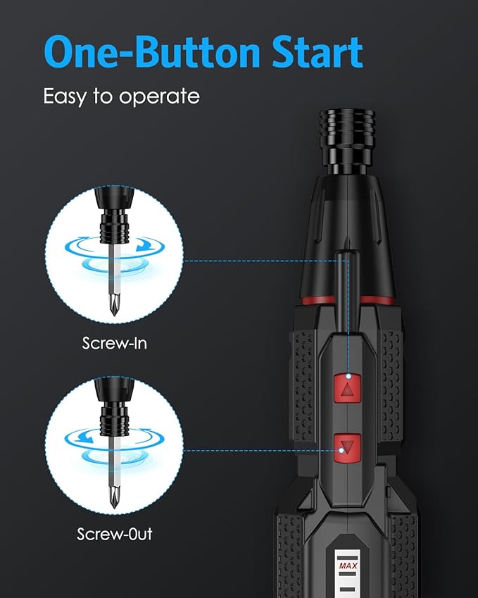 Upgraded 4.2V Electric Cordless Screwdriver, Rechargeable Screwdriver Set with 13 Bits, 3 Torque Settings, 1600mAh Battery & Dual LED Lights, Ideal Tool for Home Repairs, Installation