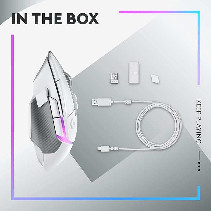 Logitech G502 X Plus Wireless Gaming Mouse - LIGHTSPEED Optical, LIGHTFORCE Switches, LIGHTSYNC RGB, HERO 25K Sensor for PC/Mac - White