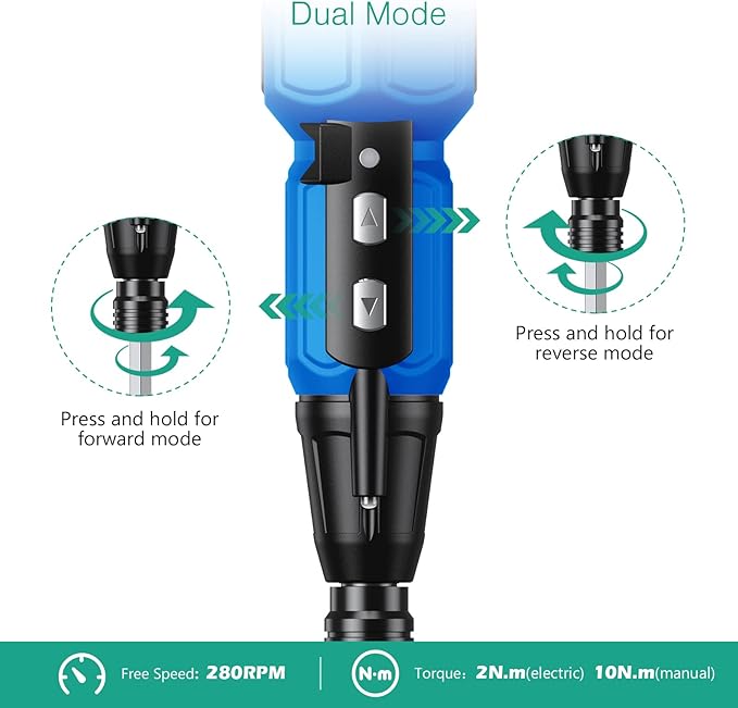 ORIA Electric Screwdriver, Cordless Electric Screwdriver, 12 in 1 Cordless Power Repair Tool Kits with 10 Bits and 1/4 inch Bit Holder, LED Lights, Charging Cable, for Phones,Toys, PC
