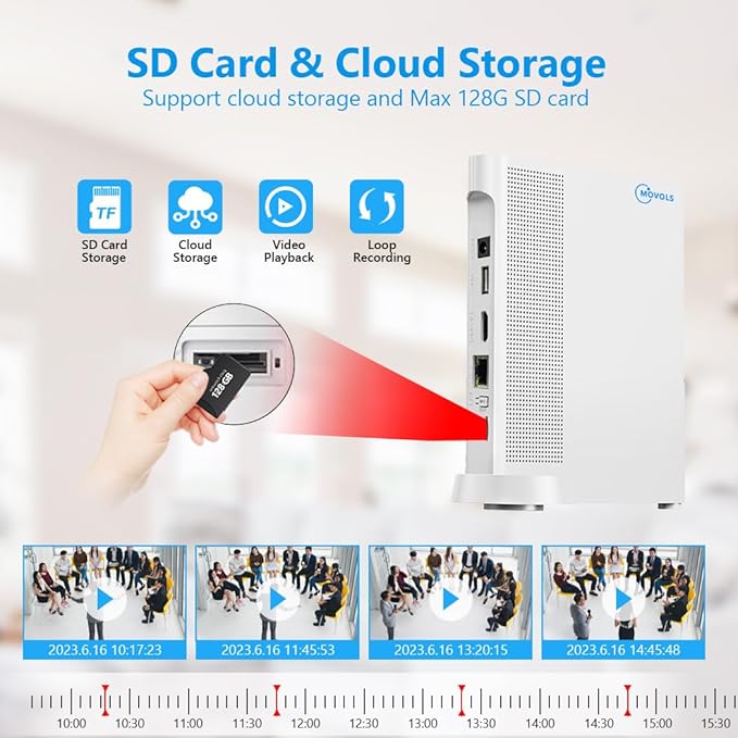 Movols 4MP Solar Security Camera System 4PCS Wireless PTZ Cameras with 10CH 4K NVR Surveillance System Built in HDD 1T,Color Night Vision, Motion Alert, Two-Way Audio,IP66 Home Surveillance Nvr Kit