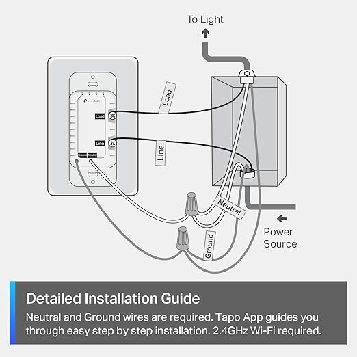 TP-Link Tapo Matter Smart Dimmer Switch, Single Pole, Neutral Wiring & 2.4 GHz WiFi Required, Compatible with Alexa, Siri, Google Home, Bixby, UL Certified Light Switch, (4-Pack)