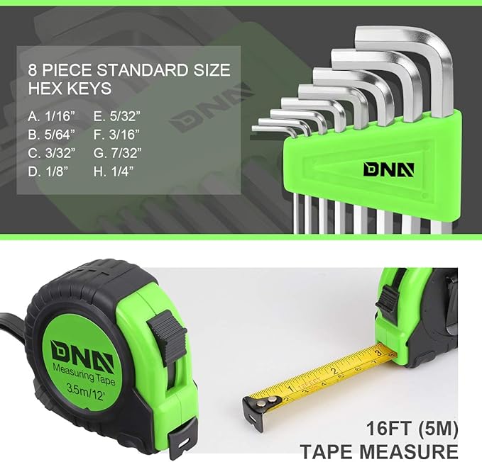 DNA MOTORING Green 46 PCs Home Tool Set Electonic Repair Precision Screwdriver Voltage Tester Hammer Plier DIY Kit (TOOLS-00015)