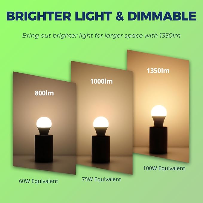 Matter Smart Light Bulbs 100W Equiv, Compatible with Alexa/Apple Home/Siri/Google Home/SmartThings, A19 E26 WiFi RGBCW Color Changing Light Bulb, 11W 1350LM, 2.4G WiFi, ETL Listed, 4PCS