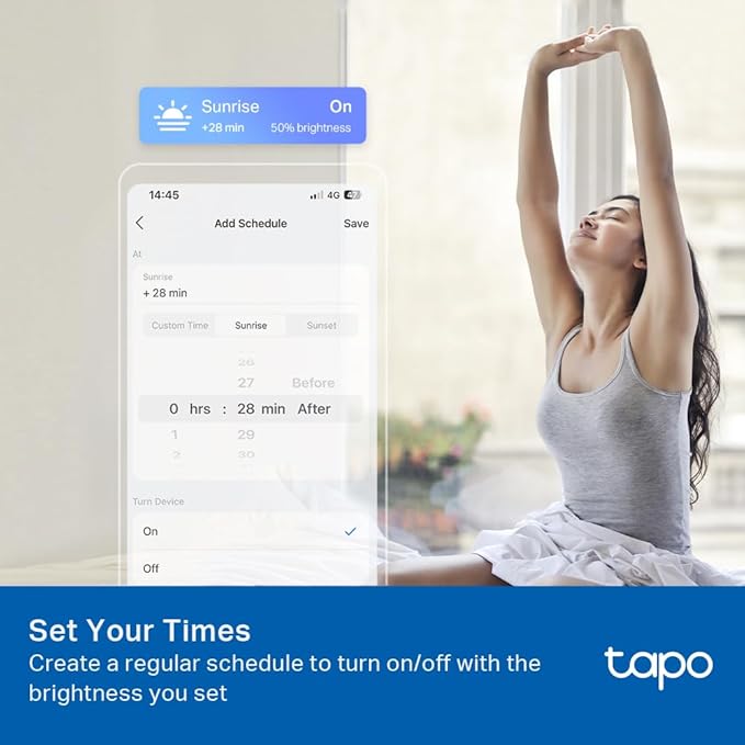 Tapo TP-Link Smart Light Bulbs, 800 Lumens (60W Equivalent), 2700K Soft Warm White LED Bulb, Dimmable, Compatible with Alexa and Google Home, No Hub Required, A19 E26, L510E (4-Pack)