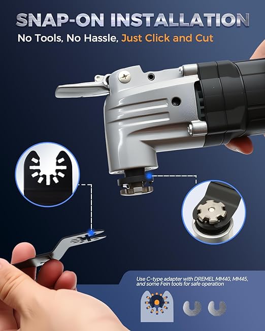 COMOWARE 55 Pcs Oscillating Saw Blades - 1-3/4” Professional Universal Oscillating Tool Blades, Multitool Blades, Quick Release Durable Oscillating Tool for Wood/Plastic/Soft Metal Cutting