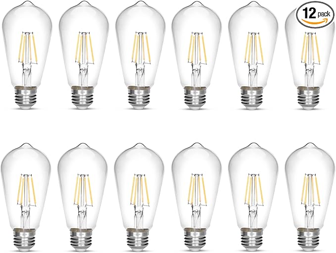 LED Edison Bulb 4W,Antique 40W Vintage Edison Bulb,E26 Light Bulb Non Dimmable Led Bulb 450 Lumens 5500K Cold White,Pack of 12