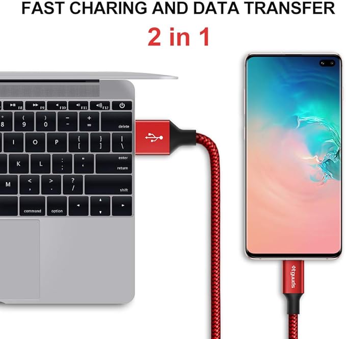 etguuds USB to USB C Cable 3ft, 2-Pack USB A to Type C Charger Cord Fast Charging for Samsung Galaxy A15 A25 A35 A55 A54, S24 S23 S22 S21 S20 S10 S10E, Note 20 10, Moto G, for iPhone 16 15, Red