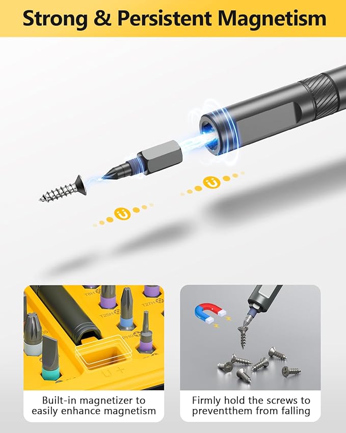 ORIA 42 in 1 Screwdriver Set, Magnetic Screwdriver Set, DIY Repair Tool Kit with Free Assembly T Handle, 40 Precision Bits, Portable Case for Furniture, Bicycle, Computer