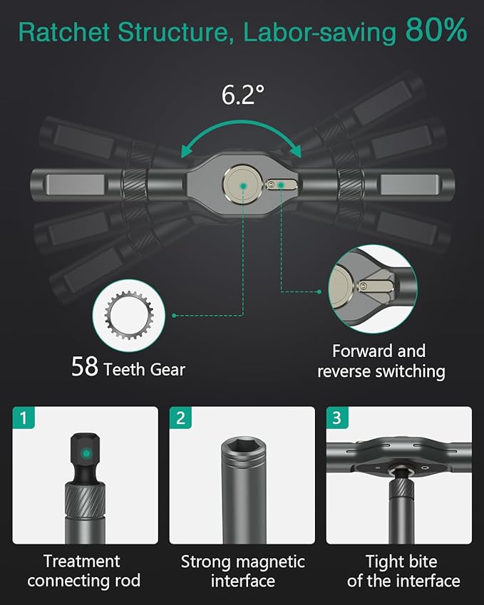 ORIA 42 in 1 Magnetic Screwdriver Set, Multi Bit Ratchet Screwdriver Set With T Handle, Portable Storage Case, DIY Repair Tool Kit for Electronic Repair, Furniture, Bicycle, Computer, Grey