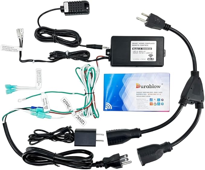 Durablow Durablow SH4002D Dual WiFi (2.4G+5G) Thermostat for Gas Fireplace Valve + Blower Remote Control, Smart Home, Work with Alexa, Google Home, Siri, On/Off+Timer + Thermostat + Blower Fan Control