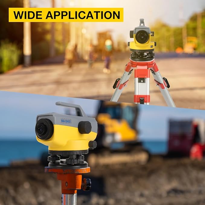 Automatic Optical Level 32X High Precision Auto Level Kit with Magnetic-Damping Compensator, IP66 Waterproof, 60m Range for Surveying, Construction, and Mining