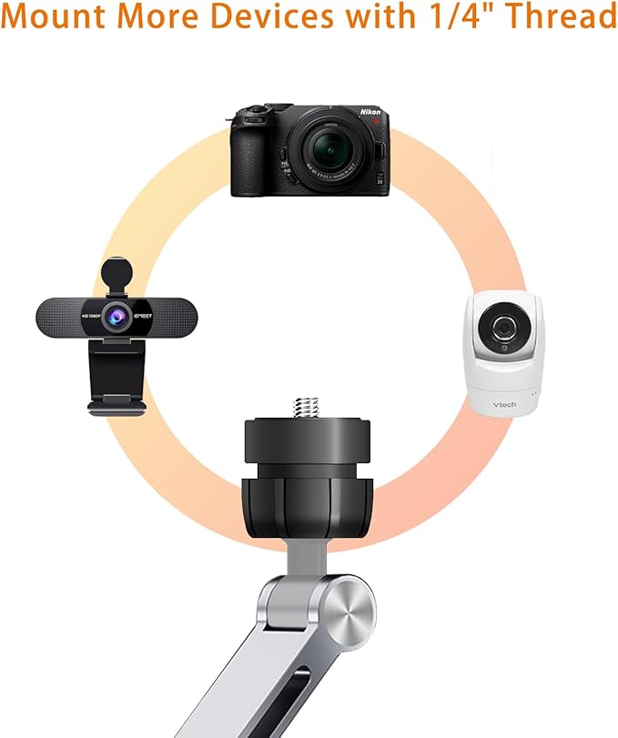 iPad Mount for Desk Aluminum Alloy Tablet Stand Foldable Overhead Arm Holder Mount Fits for 4.7-15.6" Screen Phone,Kindle,Fire HD,Monitor,iPad,Galaxy Tab Series (Gray)