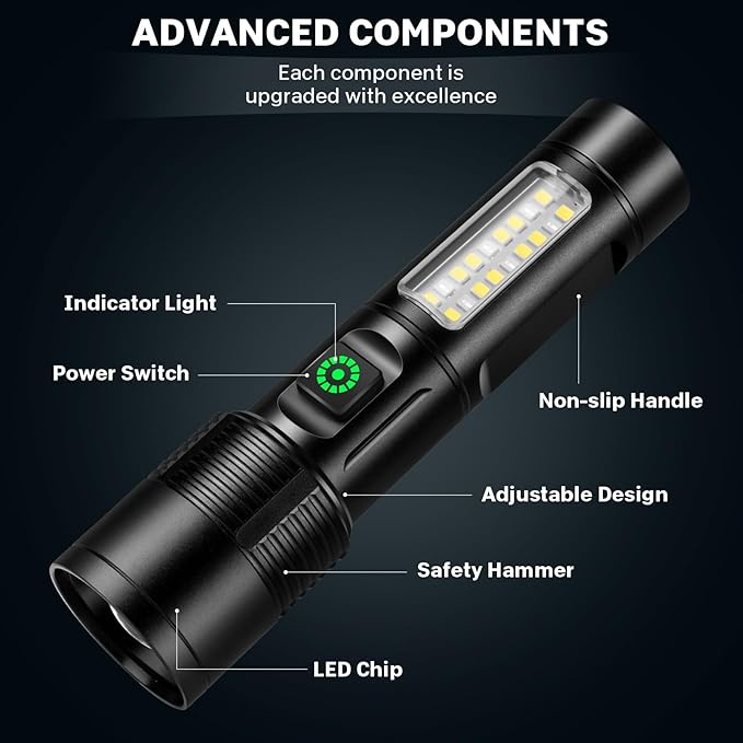Flashlight Rechargeable 90,000LM High Lumens - Super Bright LED Flashlights with 6 Modes, Powerful Handheld Linternas for Home, Camping(2pack)