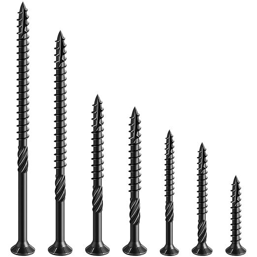 #12 * 7" Black Deck Screws, (110pcs) 5 lbs.Exterior Wood Screws, Rust Resistant Epoxy Coated, Bronze, T20 Star Bit