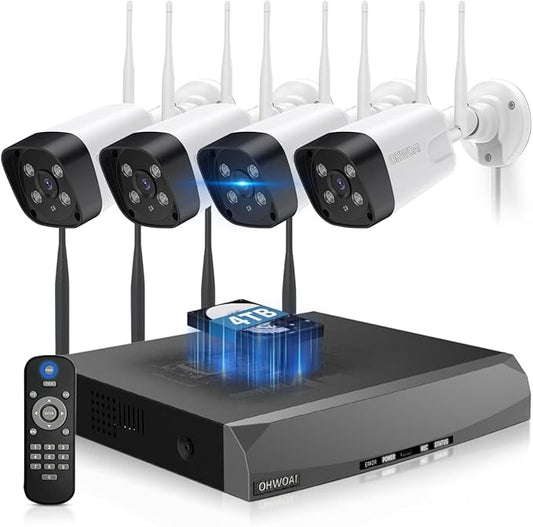《2-Way Audio & 130°Wide Angle Lens》Wireless Security Camera System Outdoor, WiFi Cameras for Home Video Surveillance Systems