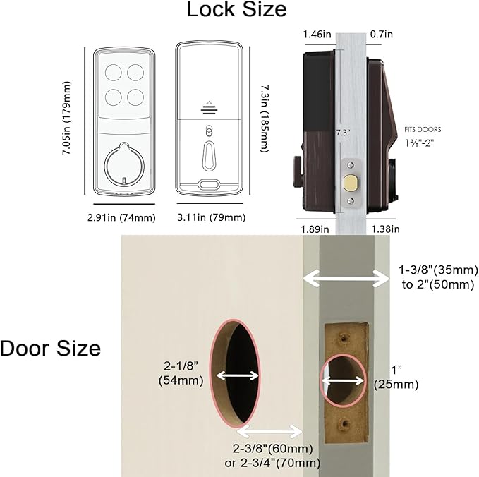 Lockly Secure Plus, RFID Card Smart Lock, Keyless Entry Door Lock, Smart Locks for Front Door, PIN Genie® Keypad, 3D Biometric Fingerprint Sensor, Auto Lock Smart Door Lock