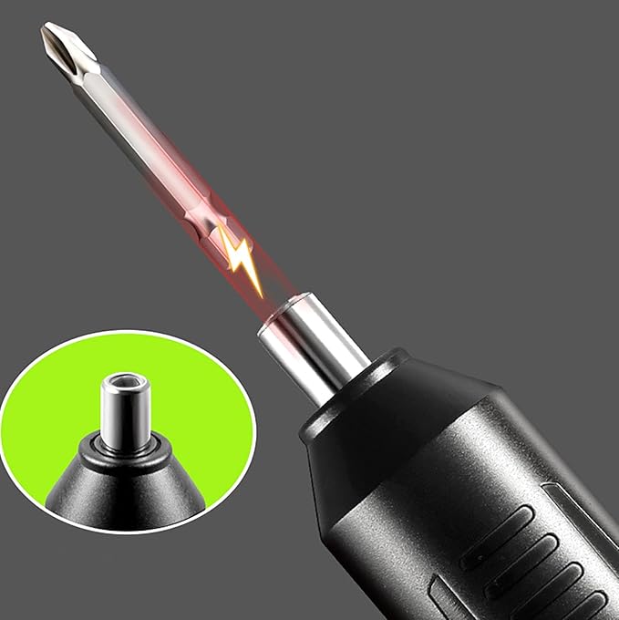 46 Pcs Electric Screwdriver Sets, 7.8 Inch Rechargeable Screwdriver and 45 Pcs Batch Head and Sleeve Chromium Vanadium Steel for Household and Repairing (46)