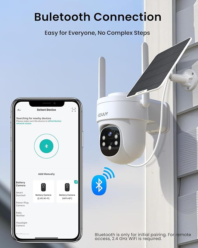 AOV Security Camera, 24H Continuous Recording Security Cameras Wireless Outdoor, WiFi 6, 2K Solar-Powered Cameras for Security, 360° PTZ, Auto Tracking, 512G Local Storage(Not Include) 2Pack