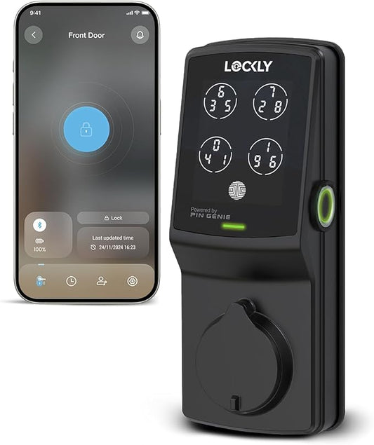 Lockly Secure Plus, Keyless Entry Door Lock, Smart Locks for Front Door, Smart Lock Deadbolt, PIN Genie® Keypad, 3D Biometric Fingerprint Sensor, Auto Lock Smart Door Lock (Matte Black)