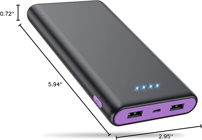 Portable Charger Power Bank 25,800mAh, 5V/3A USB C in&Out Fast Phone Charging with Intelligent Smart IC,3 USB Port External Cell Phone Battery Pack Compatible with iPhone 16 15,Samsung,Android-Purple