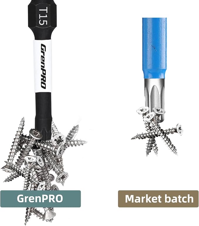 Screwdriving Power Bits T15-2IN*10pcs,Torx Head Bit Set,High Impact Tough Magnetic #15 1/4 Inch Hex Shank S2 Alloy Steel Star Bits Set,2" Long Drill Bit