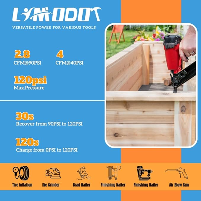 Quiet Air Compressor, Only 68dB, 8 Gallon Steel Tank, 2.8CFM @ 90PSI, Oil-Free, Electric Air Compressor Perfect for Woodwork Nailing, Garage, Car, Pneumatic Tool, Includes 11 Accessories