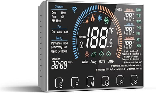 BSEED WiFi Smart Thermostat for Home - Touch Screen, Energy Saving, 7-Day Programmable (Holiday Mode), Easy DIY, Works with Siri/Alexa/Google, Black(C-Wire Adapter Included)