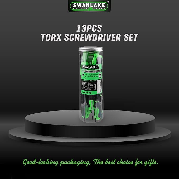 SWANLAKE Magnetic Torx Screwdriver Set - 13 Pieces - T5 to T40 Star Screwdrivers