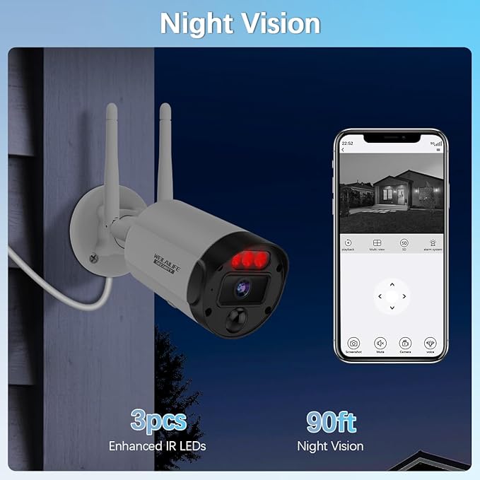 【All-in-One Security System】 5MP Outdoor Wireless Security Camera System, Home WiFi Video Security Cameras Systems, Surveillance DVR Kits