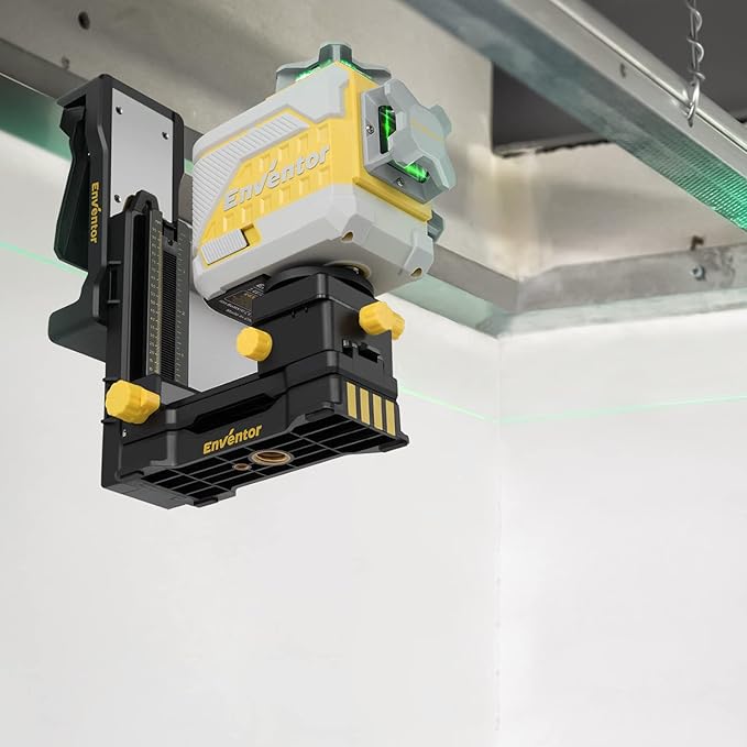 ENVENTOR Fine-tuning Bracket Laser Level Adapter, 1/4"-20 Male Threaded L-Shape Magnetic Pivoting Base with Adjustable Clip for Wall & Ceiling Mounted, 360° Adjustable Support, Height Adjustment