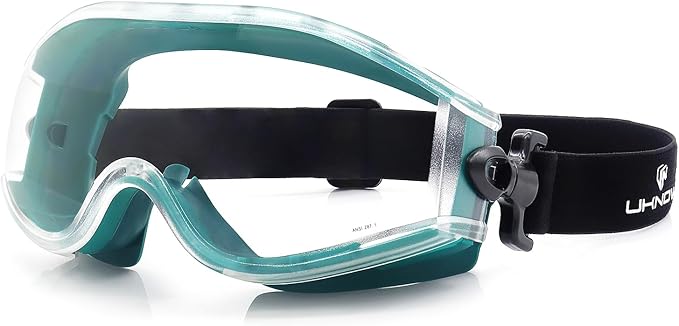 UKNOW Safety Goggles Over Glasses - Anti-Fog Clear Lens - ANSI Z87.1 Certified Eye Protection for Lab Work, Industrial Use