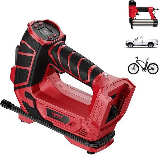 Air Compressor for Pneumatic Brad Nailer Stapler, Compatible with Milwaukee 18V Battery (Tool Only), 120 PSI Oil Free Cordless Portable Compressor, 160PSI Digital Tire Inflator for Pickup, Tire