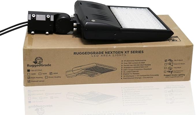 30,000 Lumen - 170lm to Watt - 185 Watt LED NextGen XT II Series Parking Lot Lights - 5000K - Slip Fit Mount - with photocell - 10kv Surge