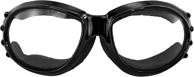 Birdz Eyewear Eagle Padded Motorcycle Goggles Black Frame with Smoke Yellow & Clear Lenses Vented Sides Anti-Fog coating