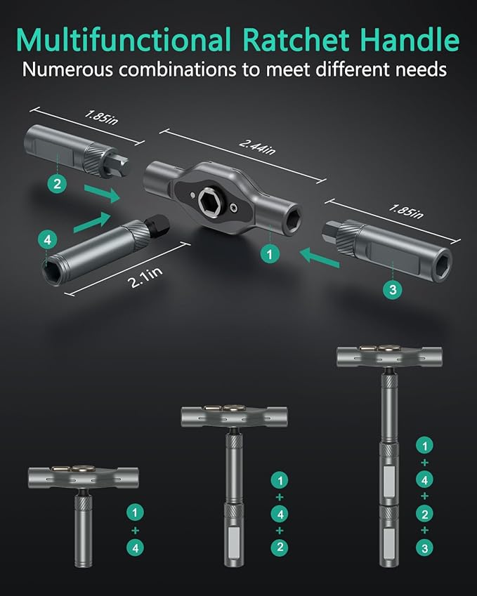 ORIA 34 in 1 Magnetic Screwdriver Set, DIY Ratchet Screwdriver Set, Upgraded Portable Repair Tool Kit with Detachable Ratchet Handle, 32 Color-Coded Precision Bits for DIY Furniture Computer Bicycle