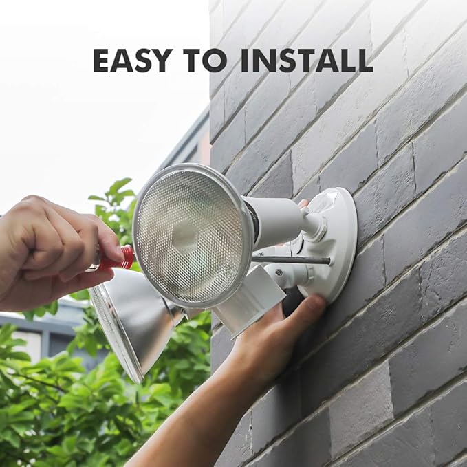 LUTEC 2 Packs 300 Watt Halogen Motion Activated Integrated Dual-Head Floodlight Outdoor, Waterproof Exterior Security Wall Light for Patio, Garden, Yard, White