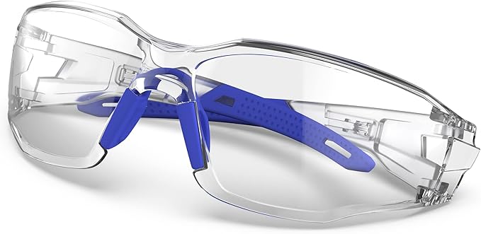 DILANCO Clear Safety Glasses Goggles, Adjustable Frames and Scratch-Resistant with No-Slip Grips Safety Glasses for Women Men