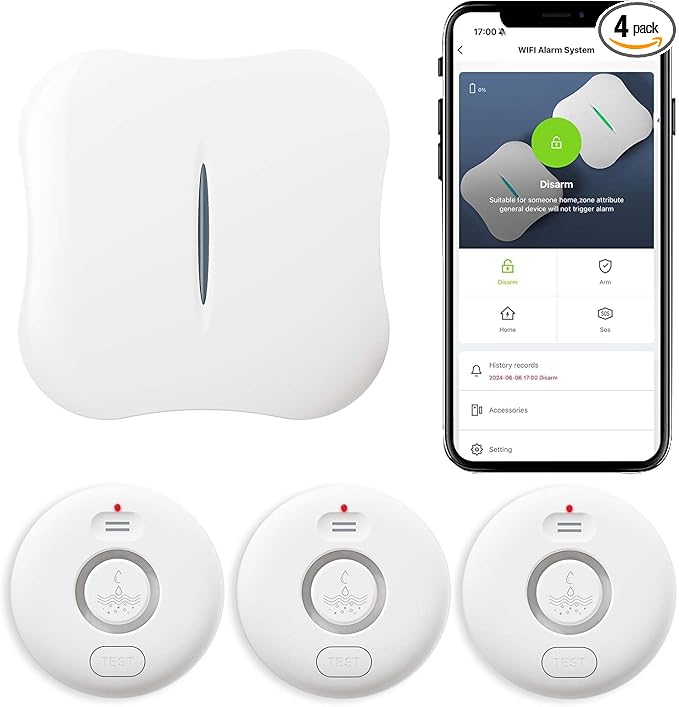 WiFi Water Leak Detectors for Home 3 Pack, Wireless Smart Water Leak & Drip Alarm, 120dB Adjustable Loud Water Leak Sensor, App Alerts, 3 Water Sensors & 1 Hub for Kitchen, Bathroom, Sink, Laundry