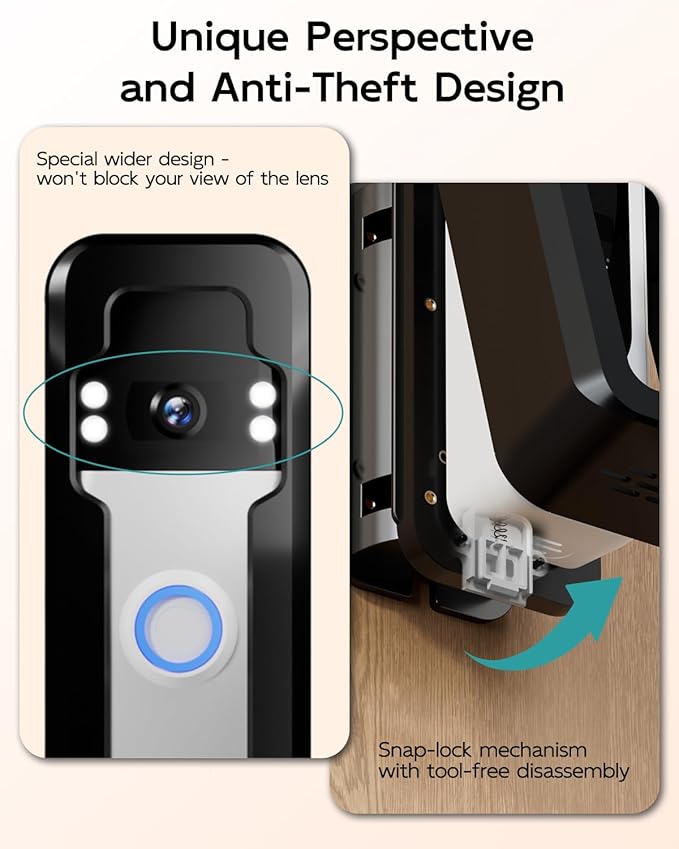 ZUMIMALL Adjustable Angle Video Doorbell Mount, Adjust 90 Degrees Wireless Camera Doorbell Bracket Holder for Home Apartment Office Room, Easy Installation, Suitable for Most Doorbells