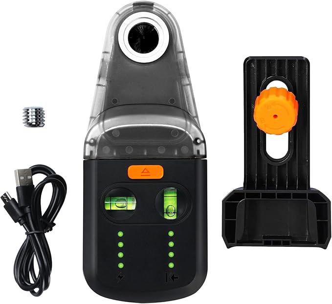Laser Leveler Tool 4-in-1 Wall Laser Level with Line Laser, Drill Dust Collector, Electronic Vacuum Suction Cup and Wall Bracket, Rechargeable Laser Level Tool for Picture Hanging, Home Renovations
