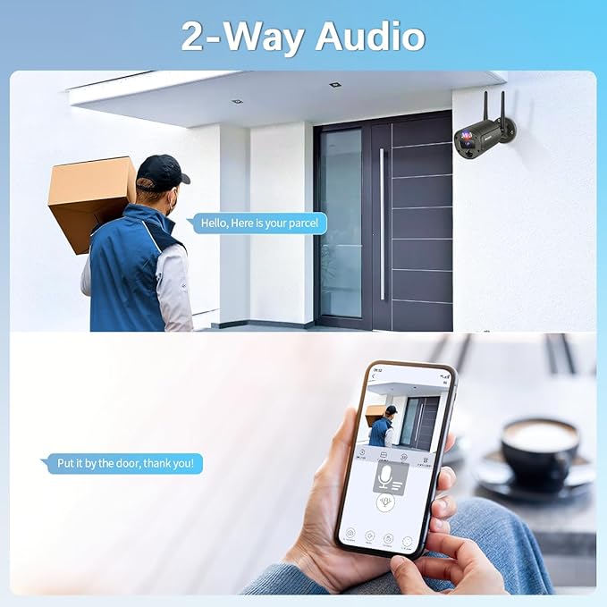 【Flashing LEDs Visual Alert】 Outdoor Wireless Security Camera System, Wireless Cameras for Home Security, WiFi Video Surveillance, NVR Surveillance Camera System