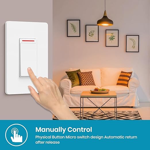 Milfra Smart Light Switch Single-Pole,Smart Switch 2024 New Model 10A,Compatible with Alexa, Siri and Assistant,Voice and Remote Control,Neutral Wire Required,No Hub Required