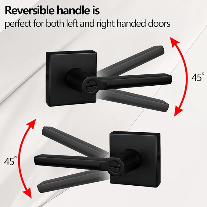 (2Pack) Bed/Bath Room Door Lever for Privacy Bathroom and Interior Door Door Lock Handle in Aged Matt Black, HD1601-DB-BK-2P