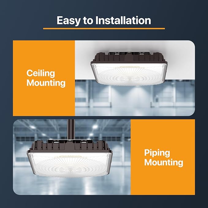 100W LED Canopy Lights Selectable Wattage 100/80/60W 3CCT 3000/4000/5000K, IP65 ETL Listed Commercial Canopy Lights for Gas Station Warehouse Garage Shop, Black, CNL03