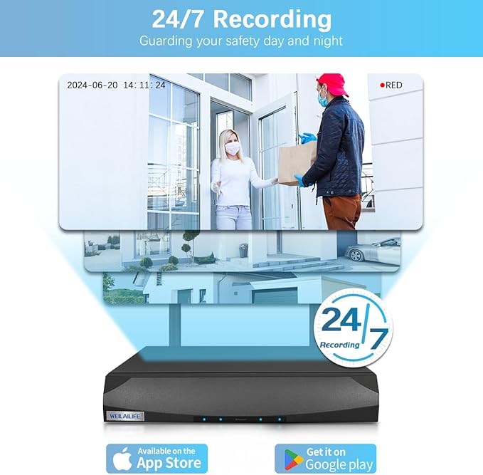 【90ft Super Night Vision】 5MP Outdoor Wireless Security Camera System, Wireless Cameras for Home Security, Home Video Security Cameras, WiFi Surveillance Systems
