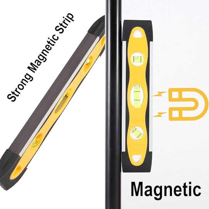 DOWELL Magnetic Level Shockproof Torpedo Leveler Box Spirit 9 Inch Top Vial Alloy Frame 180 90 45 Degree Bubble