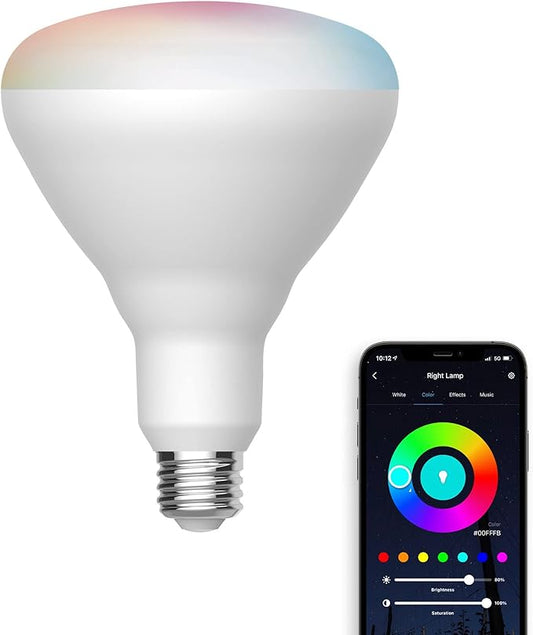 Satco S11284 Starfish WiFi-Control BR40 LED Color-Changing and Tunable White Smart Light Bulb, 12 Watts, 2700K-5000K